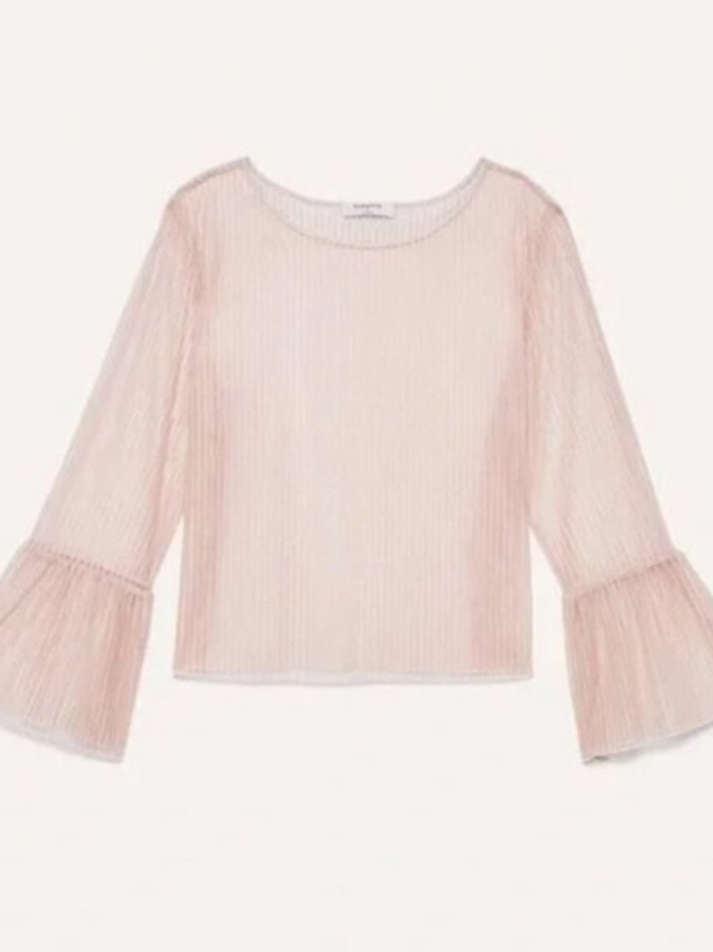 Babaton Sheer Pleated Bell-Sleeve Blouse - Pale Pink